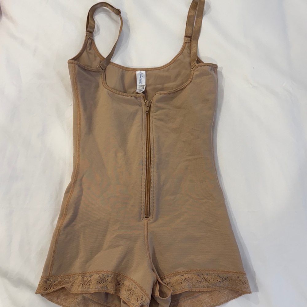 Leonisa Tan Bodysuit with Lace Trim